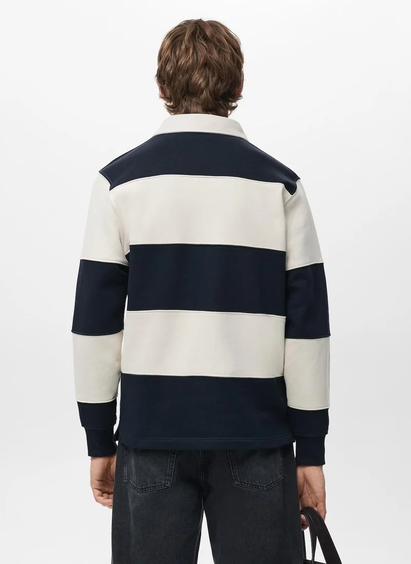 Mango Man Striped polo sweatshirt